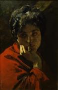 Domenico Morelli, Ritratto di donna in rosso
